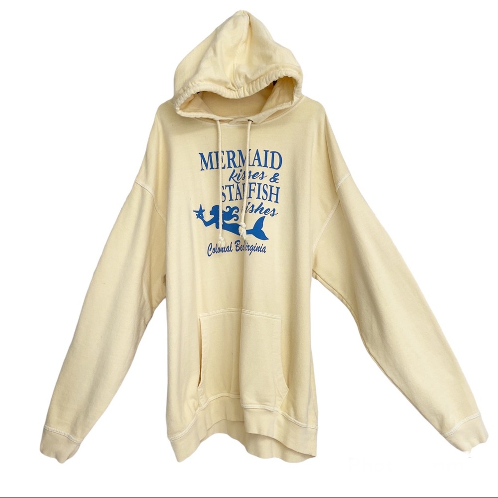 New XL Yellow & Blue Mermaid Kisses & Starfish Wishes Hoodie Sweatshirt